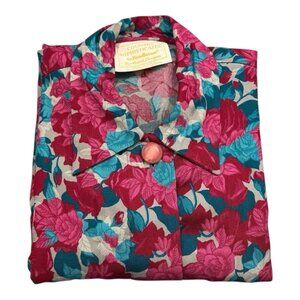 Vintage Pendleton Women's Blouse Button Up Shirt Floral Pink Size Medium
